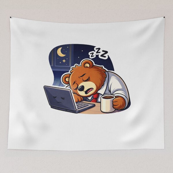 Item preview, Focused Office Bear Illustration designed and sold by RelateAndTee.