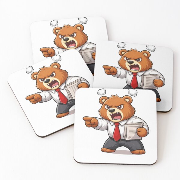 Item preview, Angry Boss Bear – Funny Office Work Stress Cartoon Illustration designed and sold by RelateAndTee.