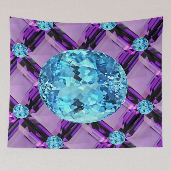 Item preview, BLUE AQUAMARINES & PURPLE AMETHYST BIRTHDAY GEMS  designed and sold by sharlesart.