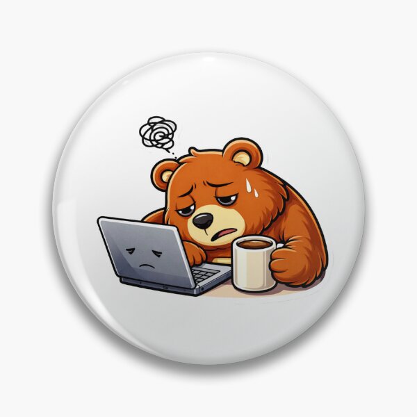 Item preview, Tired Work Bear Sticker | Exhausted Office Bear Cartoon Illustration designed and sold by RelateAndTee.