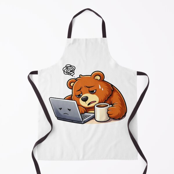 Item preview, Tired Work Bear Sticker | Exhausted Office Bear Cartoon Illustration designed and sold by RelateAndTee.
