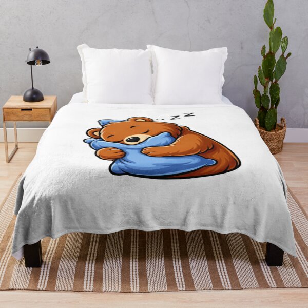 Item preview, Cute Sleepy Bear Hugging Pillow Sticker designed and sold by RelateAndTee.