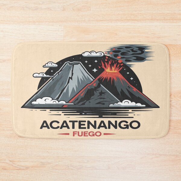 Aperçu de l'œuvre Volcans jumeaux Acatenango et Fuego | Souvenirs artistiques de randonnée volcanique au Guatemala créée et vendue par Globalcitytees.