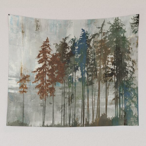 Item preview, Abstract Textured Forest Trees Poster, Silhouette Pine Woodland Wall Art Print, Boho Misty Landscape Modern Living Room Decor designed and sold by AbstractAuraArt.