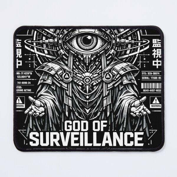 Item preview, Oculon God of Surveillance Cyberpunk Techwear Aesthetic - Dystopian Sci-Fi All Seeing Eye Graphic Art - Futuristic Orwellian Surveillance State Dark Tech Design for Streetwear & Posters designed and sold by Vivaan Studio.