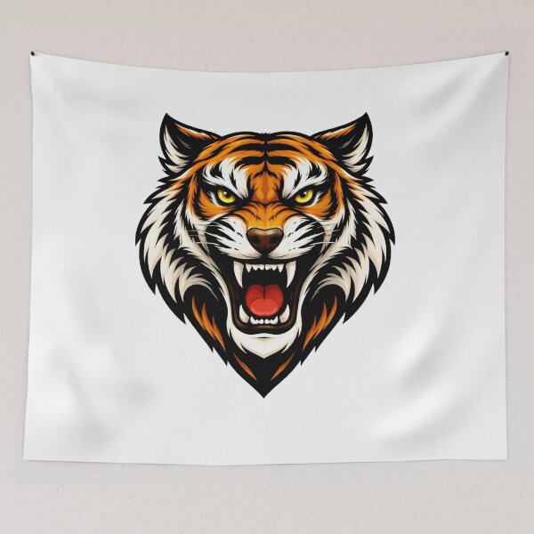 Item preview, Fierce Tiger Head – Bold Animal Illustration designed and sold by RelateAndTee.