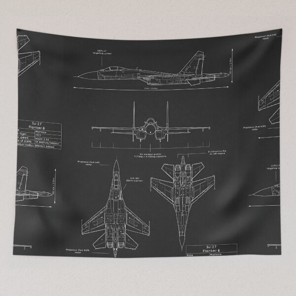 Item preview, SU-27 Flanker Blueprint – Military Jet Fighter Technical Schematic designed and sold by Dyan4.
