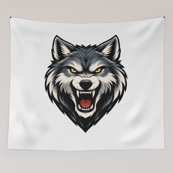 Item preview, Fierce Wolf Head – Bold Animal Illustration designed and sold by RelateAndTee.