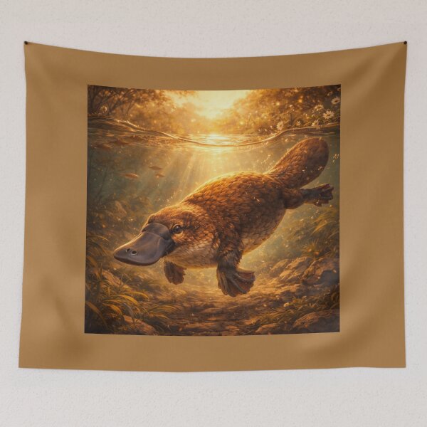 Item preview, Platypus of the Golden Stream – Enchanted Australian Wildlife Art designed and sold by GeoWild Designs.