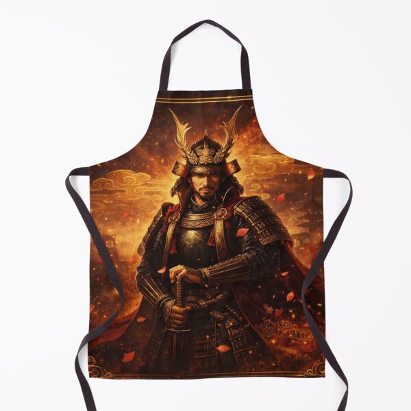 Item preview, Golden Samurai Warrior in Autumn Light – Majestic Japanese Armor Art (Mori no Akari Series) designed and sold by Mori-no-Akari.