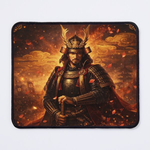 Item preview, Golden Samurai Warrior in Autumn Light – Majestic Japanese Armor Art (Mori no Akari Series) designed and sold by Mori-no-Akari.