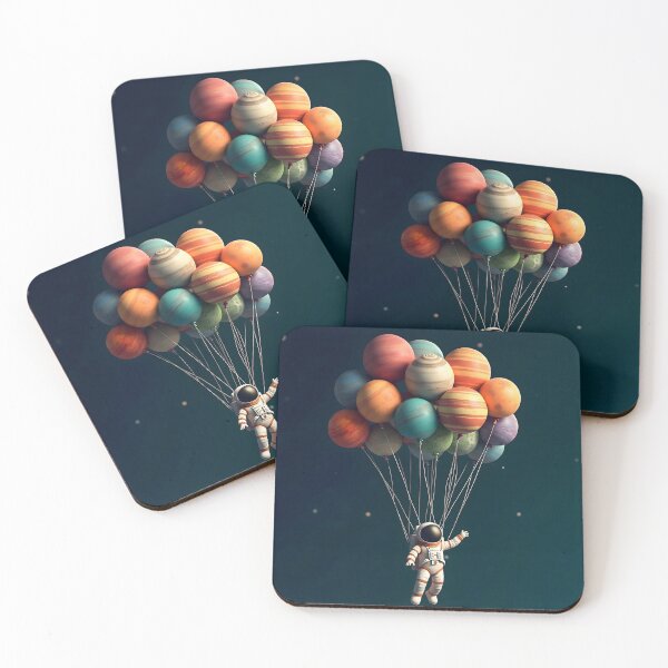 Item preview, Astronaut Planet Balloons Poster, Space Adventure Wall Art Print, Cosmic Kids Nursery Decor Canvas, Etsy Top Seller designed and sold by AbstractAuraArt.