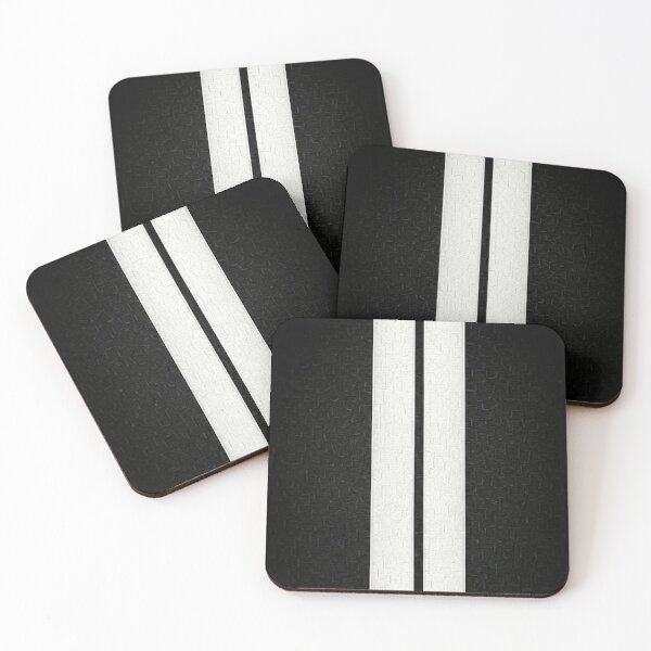 Item preview, Simulated Texture Dual Racing Stripes - Small Gap (White - Black) designed and sold by Racing Stripes Only.