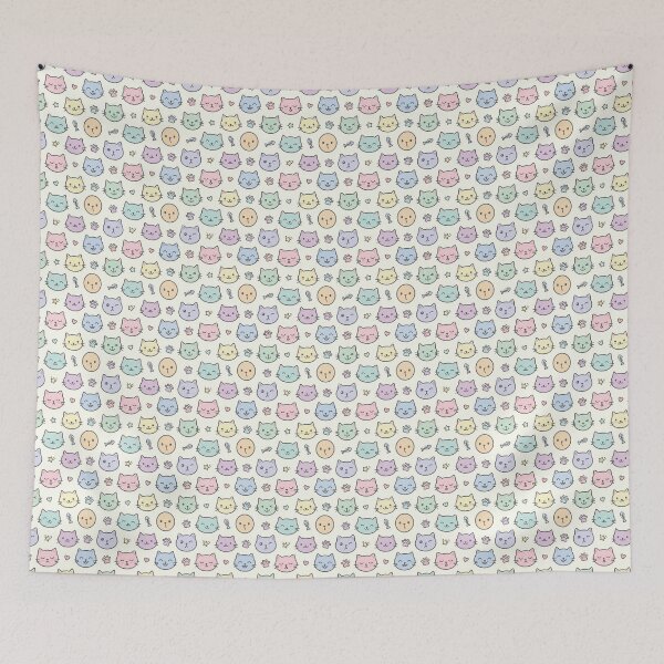 Item preview, Cute Pastel Kawaii Cat Faces designed and sold by Vertex Vision Studio.