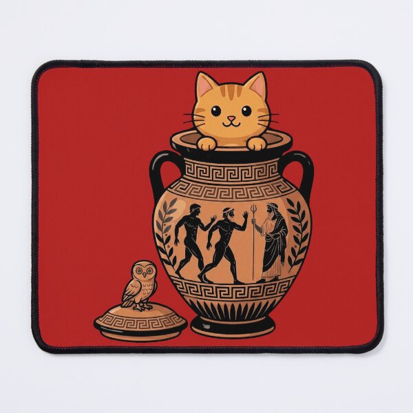 Aperçu de l'œuvre Chat en céramique grecque antique - Art du vase amphore créée et vendue par MythoWorldddd.