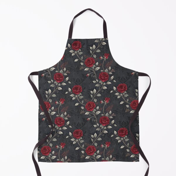 Item preview, Gothic red roses on grey damask background  designed and sold by FatBirdie.