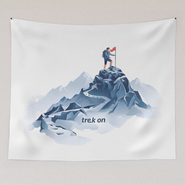 Aperçu de l'œuvre randonnée, camping, escalade, trek, plein air, randonneur, Himalaya créée et vendue par TrueArtVibes.