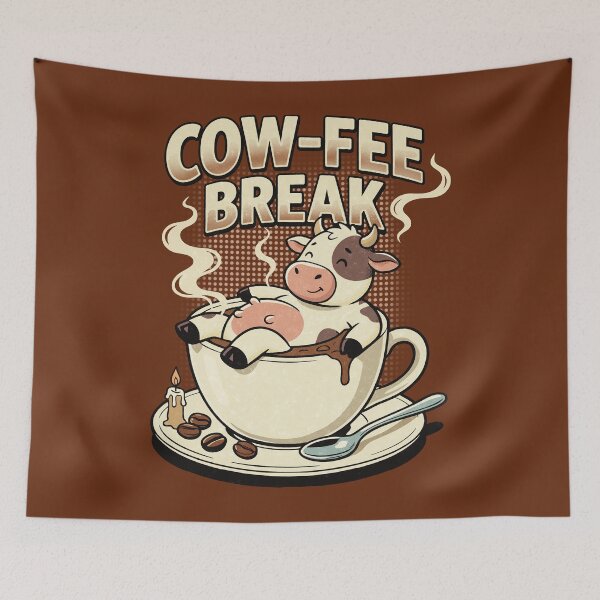 Item preview, Cow-Fee Break Cute Cow Coffee Bath Pun designed and sold by tollaru.