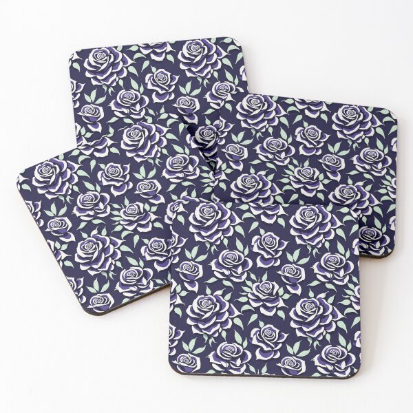 Item preview, Dark Purple and White Rose Floral Pattern - Elegant Gothic Flower Art designed and sold by PrithviApparels.
