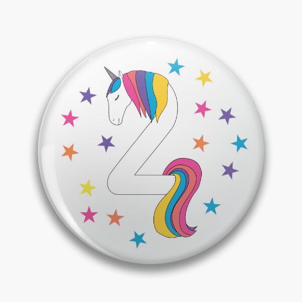 Item preview, 2nd birthday Rainbow Unicorn drawn in the shape of a number two designed and sold by Sheridanlongdog.
