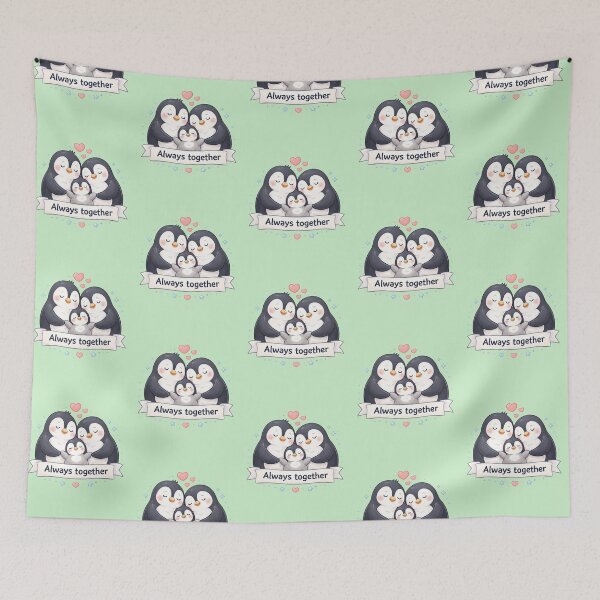 Item preview, Always Together – Cute Penguin Family Illustration designed and sold by ValeriValera.