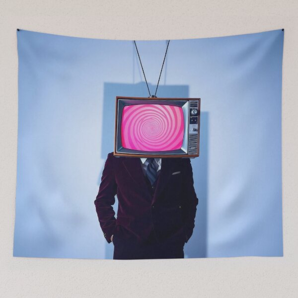Item preview, Hypnotic TV Head Red Suit - Surreal Retro Television Portrait designed and sold by Cine8.