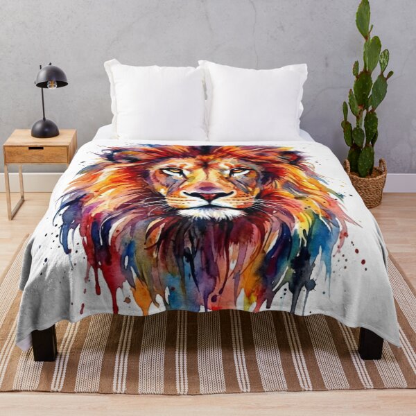 Item preview, Colorful Rainbow Watercolor Lion King Jungle Portrait Art designed and sold by ExploreAura Studio.