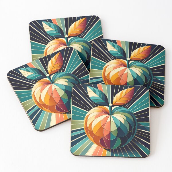 Item preview, Retro Geometric Apple Sunburst in Teal and Orange designed and sold by InkSmithery.