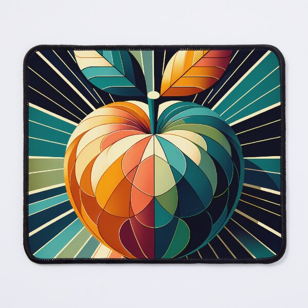 Item preview, Retro Geometric Apple Sunburst in Teal and Orange designed and sold by InkSmithery.