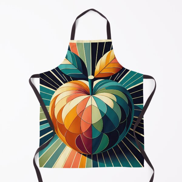 Item preview, Retro Geometric Apple Sunburst in Teal and Orange designed and sold by InkSmithery.