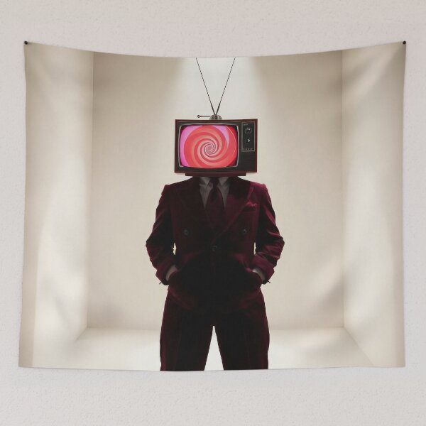 Item preview, Hypnotic TV Head Red Suit - Surreal Retro Television Portrait designed and sold by Cine8.