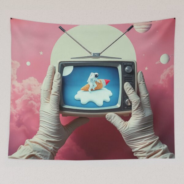 Item preview, Moon Landing TV Dreams - Retro Portable Television Surreal Collage designed and sold by Cine8.