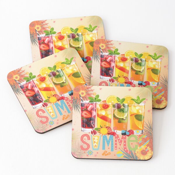 Item preview, Colorful Summer Drinks – Fresh Fruit Cocktail Illustration designed and sold by GoldenSparkleShop.