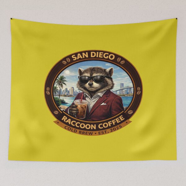 Item preview, San Diego Raccoon Coffee Badge designed and sold by TytherleyTees.