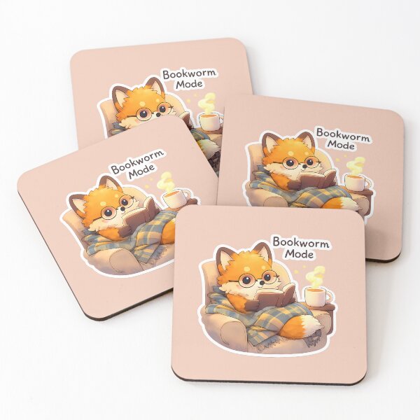 Item preview, Bookworm Mode Cute Fox Reading – Cozy Tea Time Kawaii Illustration designed and sold by Still Breathing Studio.