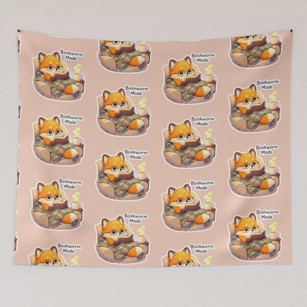 Item preview, Bookworm Mode Cute Fox Reading – Cozy Tea Time Kawaii Illustration designed and sold by Still Breathing Studio.