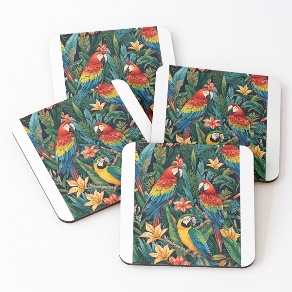 Item preview, Vibrant Tropical Jungle Parrots and Exotic Flora Pattern designed and sold by PalmixArt.