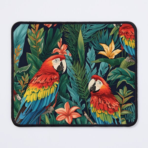 Item preview, Vibrant Tropical Jungle Parrots and Exotic Flora Pattern designed and sold by PalmixArt.