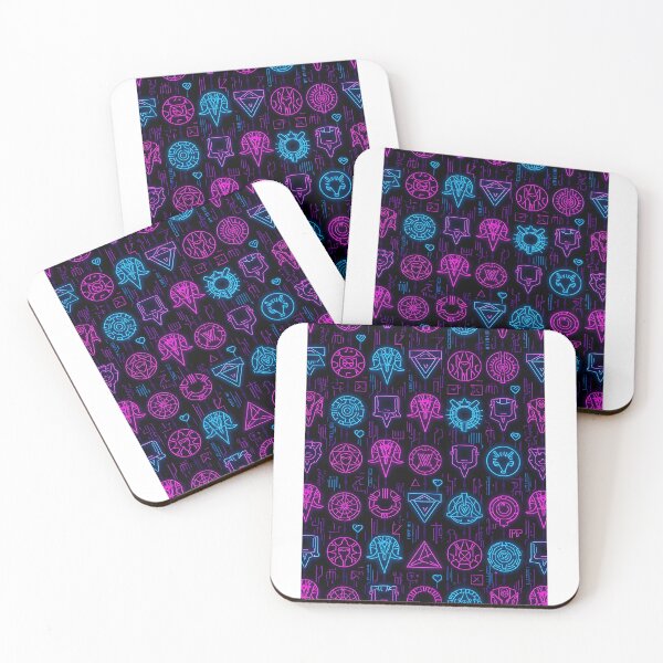 Item preview, Neon Cyberpunk Symbols Futuristic Tech Pattern Sticker designed and sold by PalmixArt.