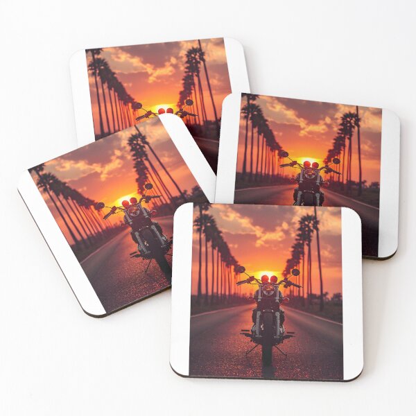 Item preview, Vintage Retro Motorcycle Sunset Palm Highway Art designed and sold by PalmixArt.