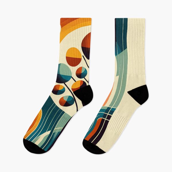 Item preview, Mid Century Modern Geometric Tree in Teal and Orange designed and sold by InkSmithery.