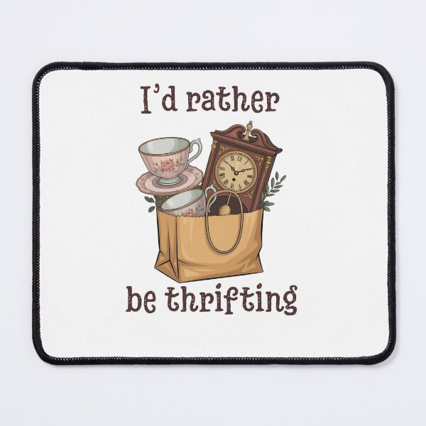 Item preview, "I'd rather be thrifting" porcelain and clock designed and sold by Chris-graphics-art.