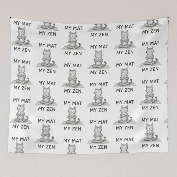 Item preview, My Mat My Zen Meditating Yoga Cat Illustration designed and sold by FunnySunny T-Shirts.