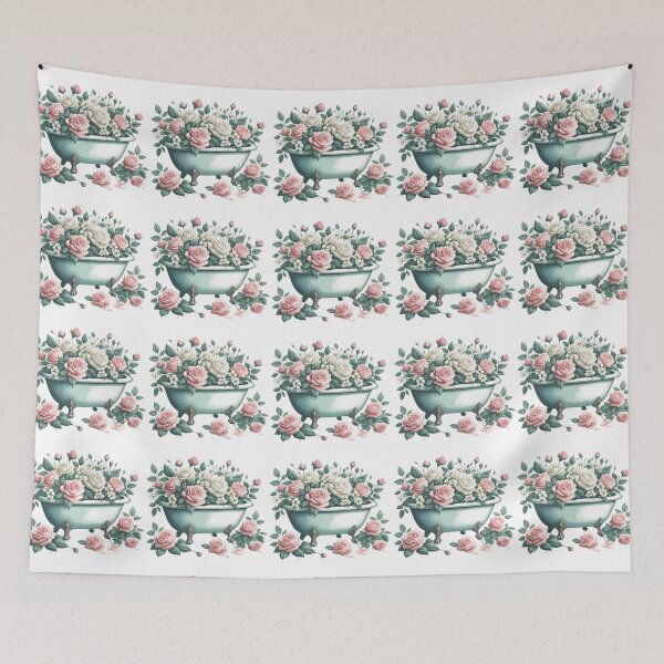 Item preview, lovely vintage bath with roses designed and sold by nicnacc.