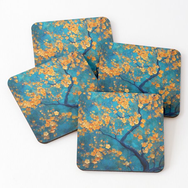Item preview, Luxurious Abstract Sakura Tree, Blue and Gold Harmony designed and sold by daila70.