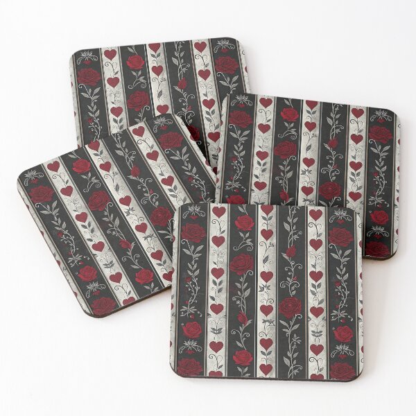 Item preview, Gothic Valentine red roses and heart stripes  designed and sold by FatBirdie.