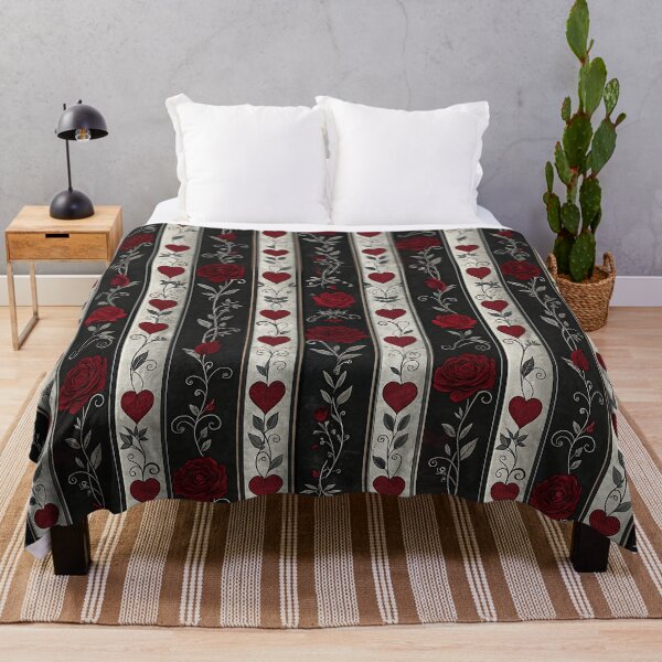 Item preview, Gothic Valentine red roses and heart stripes designed and sold by FatBirdie.
