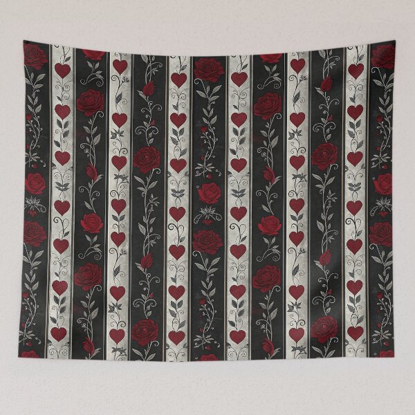 Item preview, Gothic Valentine red roses and heart stripes  designed and sold by FatBirdie.