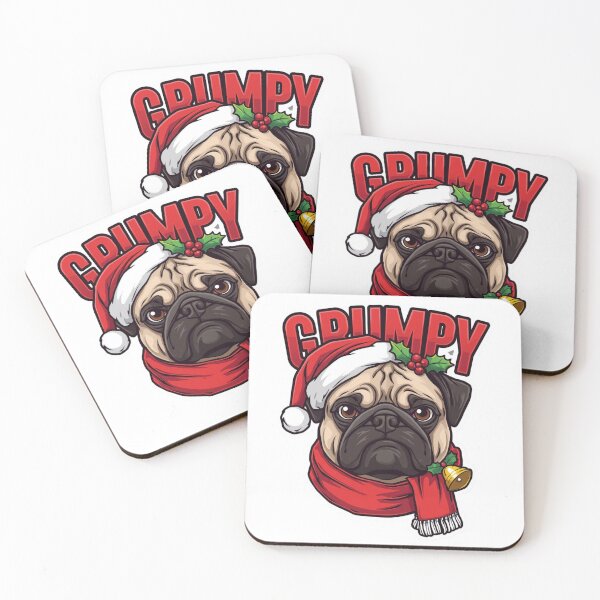 Item preview, Grumpy Christmas Pug - Funny Santa Hat Dog designed and sold by The Grumpy Pet Club.