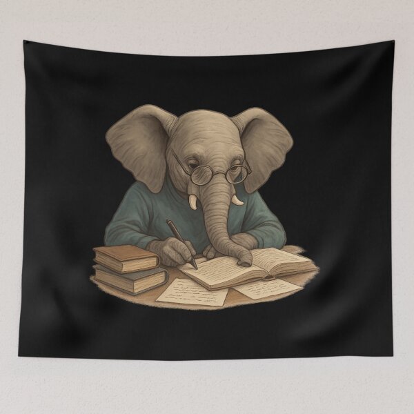 Item preview, Studious Elephant - Academic Wisdom Cartoon designed and sold by MKreative Studio.